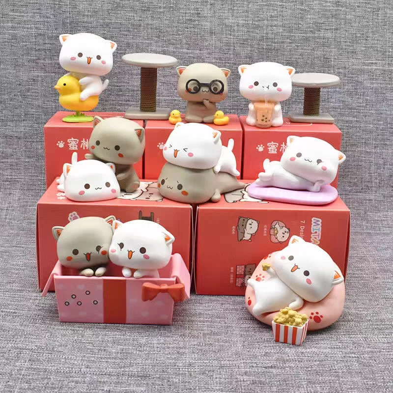 Mitao Cat 2 Kawaii Season Lucky Cat Cheap Cute Cat Blind Box Toys Surprise Figure Cartoon Doll Model Collect Home Birthday Gifts