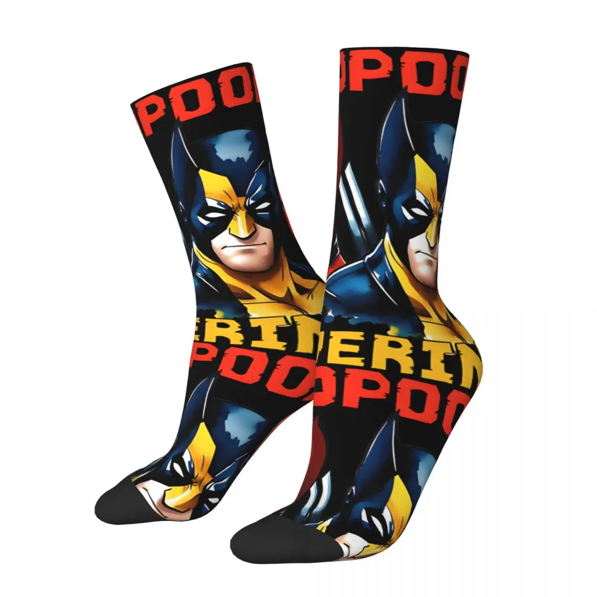 Funny Happy Popular Movies Men's Socks Retro Harajuku Deadpool & Wolverine Hip Hop Novelty Seamless Crew Crazy Sock Gift Printed