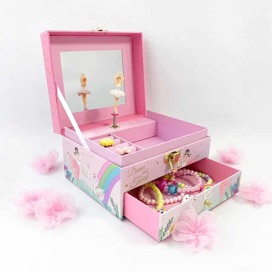 

Jewelry Case Box Musical Gift Box Cartoon Birthday Party Gift Girl Lady Earrings Necklace Storage Case Organizer Display S069