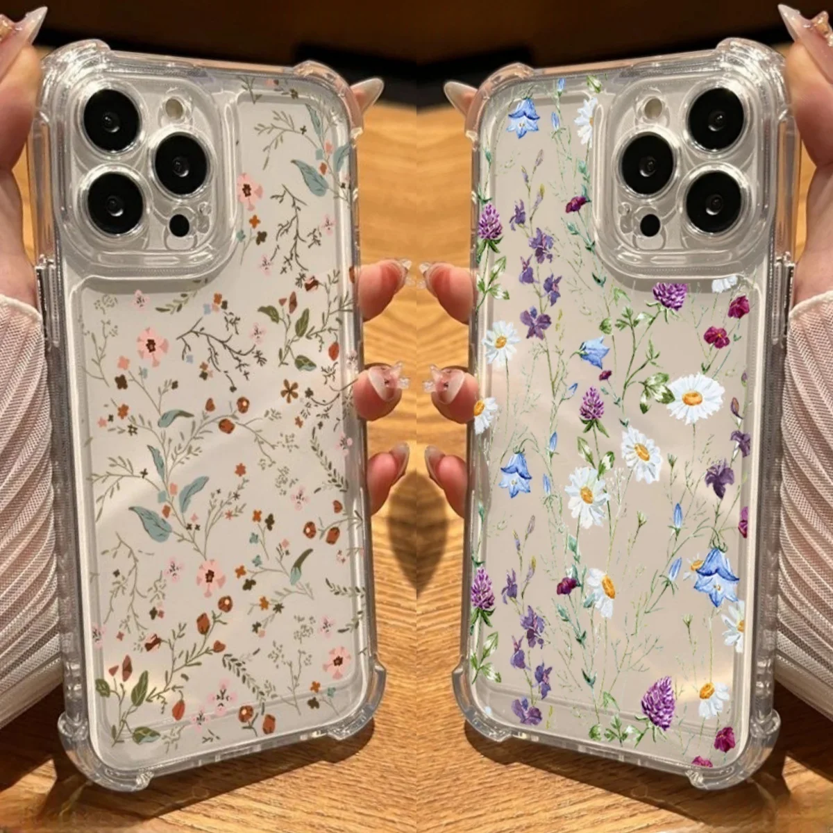 Clear Flower Leaves Shockproof Phone Case For Samsung Galaxy S26 Ultra PlusS25 FE A57 A37 A16 A17 A07 A06 A55 A56 A36 A26 A15 5G