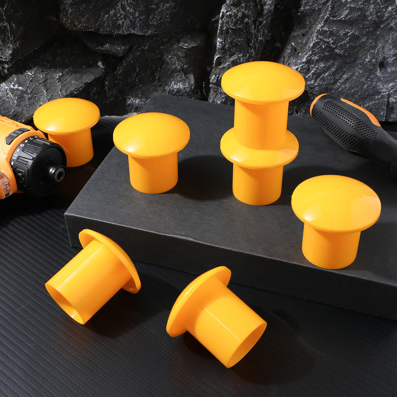 30pcs Rebar Safety Caps 16 25mm Yellow Steel Bar Protective Covers Durable Plastic Sleeve High Visibility Practical Use Rebar