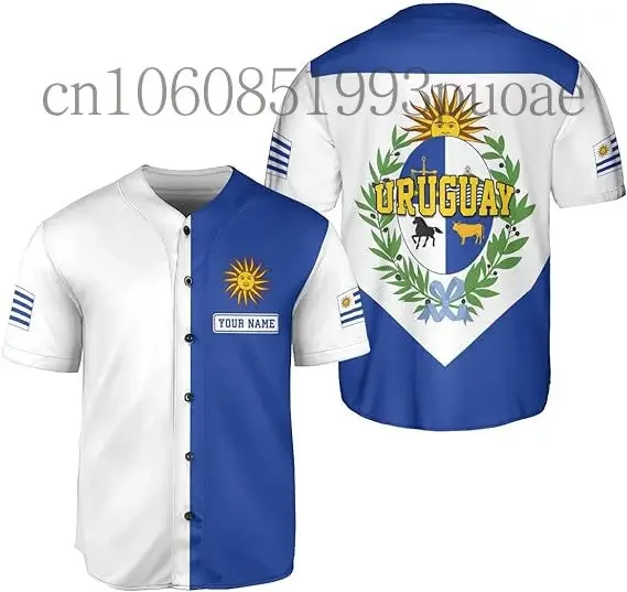 2024 maglia da Baseball Uruguay maglia con stampa 3D nome personalizzato camicia da Baseball abbigliamento Oversize da strada da uomo abbigliamento sportivo a maniche corte