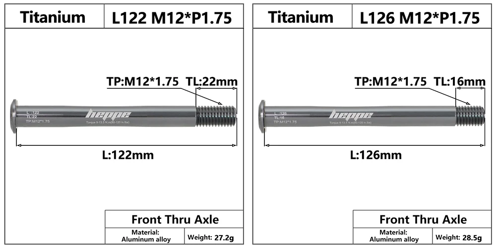HEPPE MTB Rennrad Titan Steckachse Ultraleichte Fahrradachse 12x142 12x148 Hinterradnabe Steckachse Fahrradgabel 12x100 12x110 Welle – Detail 12