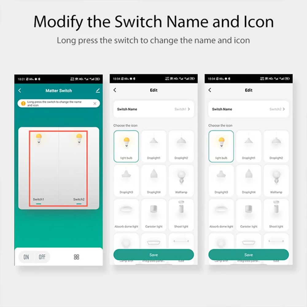 WiFi Smart Switch Breaker, Módulo de Relé Automação Oculto, Controle de Voz, Matéria, Trabalhar com Homekit, Siri, Alexa, Google, 1-4CH