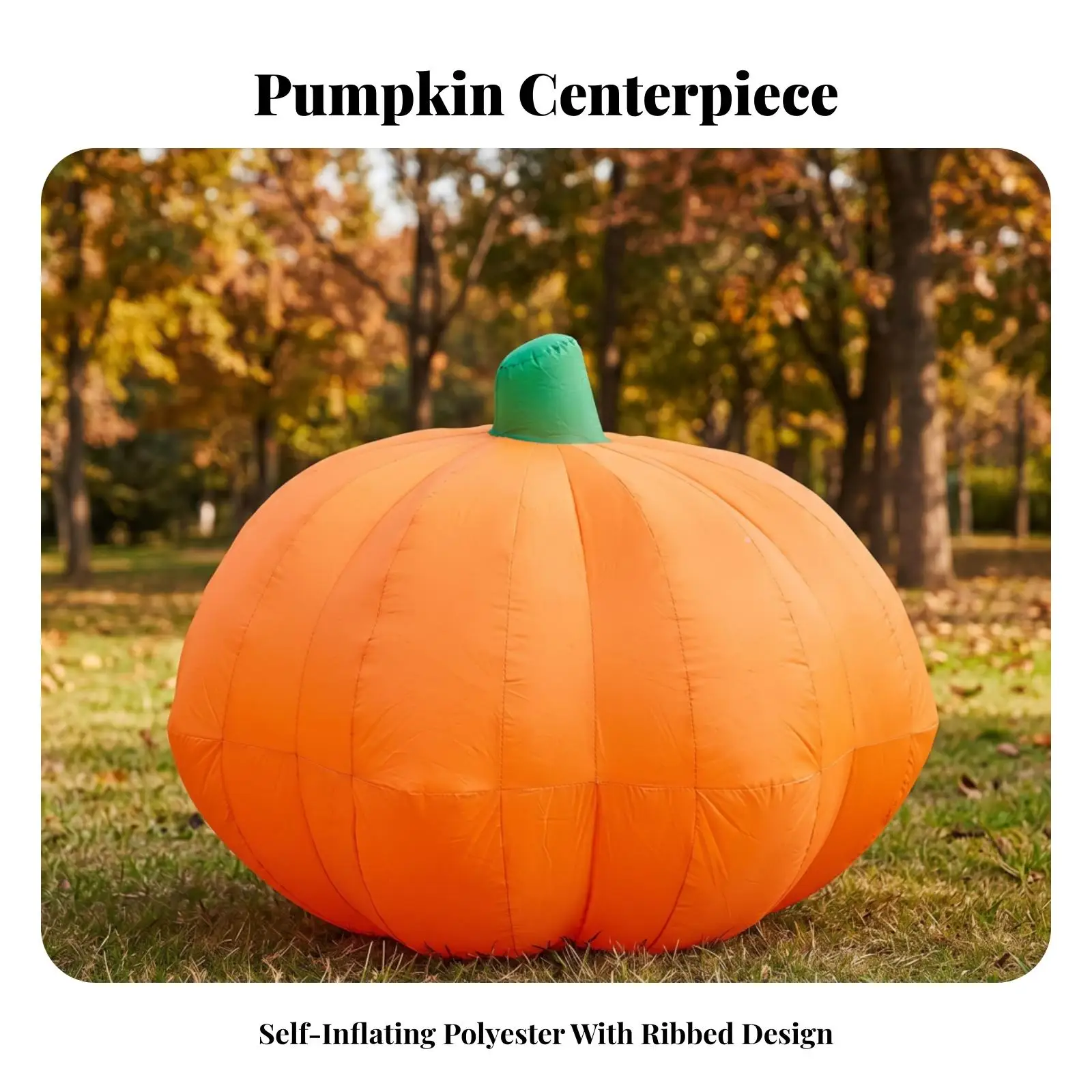 Reusable Polyester Blow Up Pumpkin with Power Cord and Anchors for Outdoor Fall Harvest Celebration Display