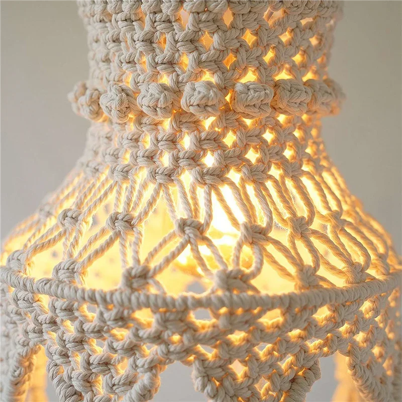 GEFENSI ABUP-2X Macrame Lamp Shade Boho Hanging Pendant Light Cover, Chandelier Shade For Bedroom Living Room Nursery Dorm Home