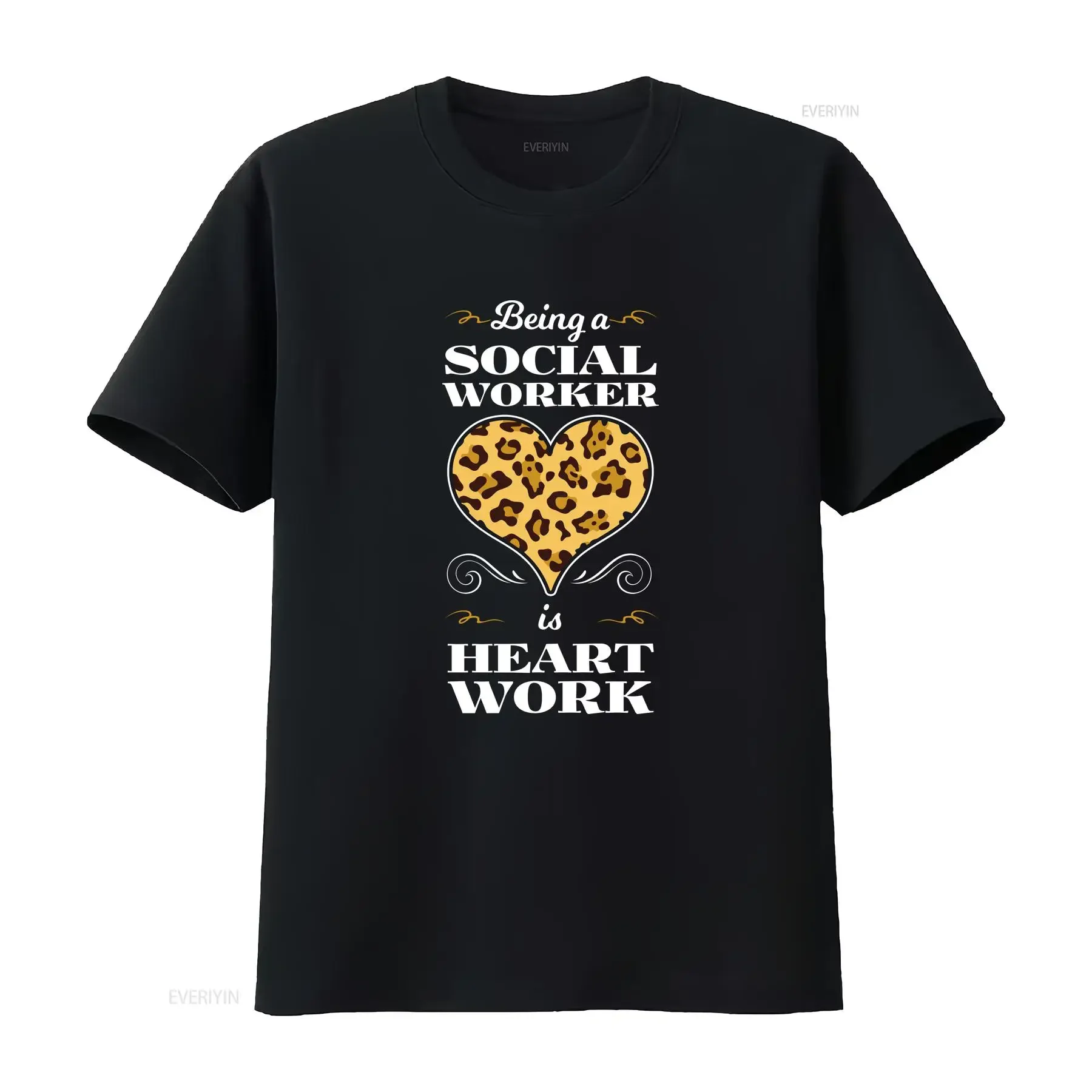 Being A Social Worker Is Heart Work T Shirt Animal Print Welfare Humanitarian vintage Washed Casual homme fashion Comfortable
