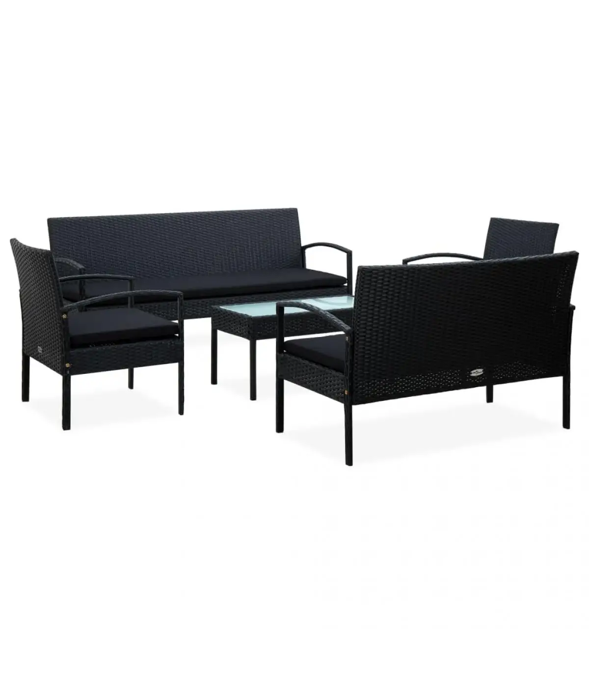 Garden sets Set garden furniture 5 pieces and black synthetic rattan cushions