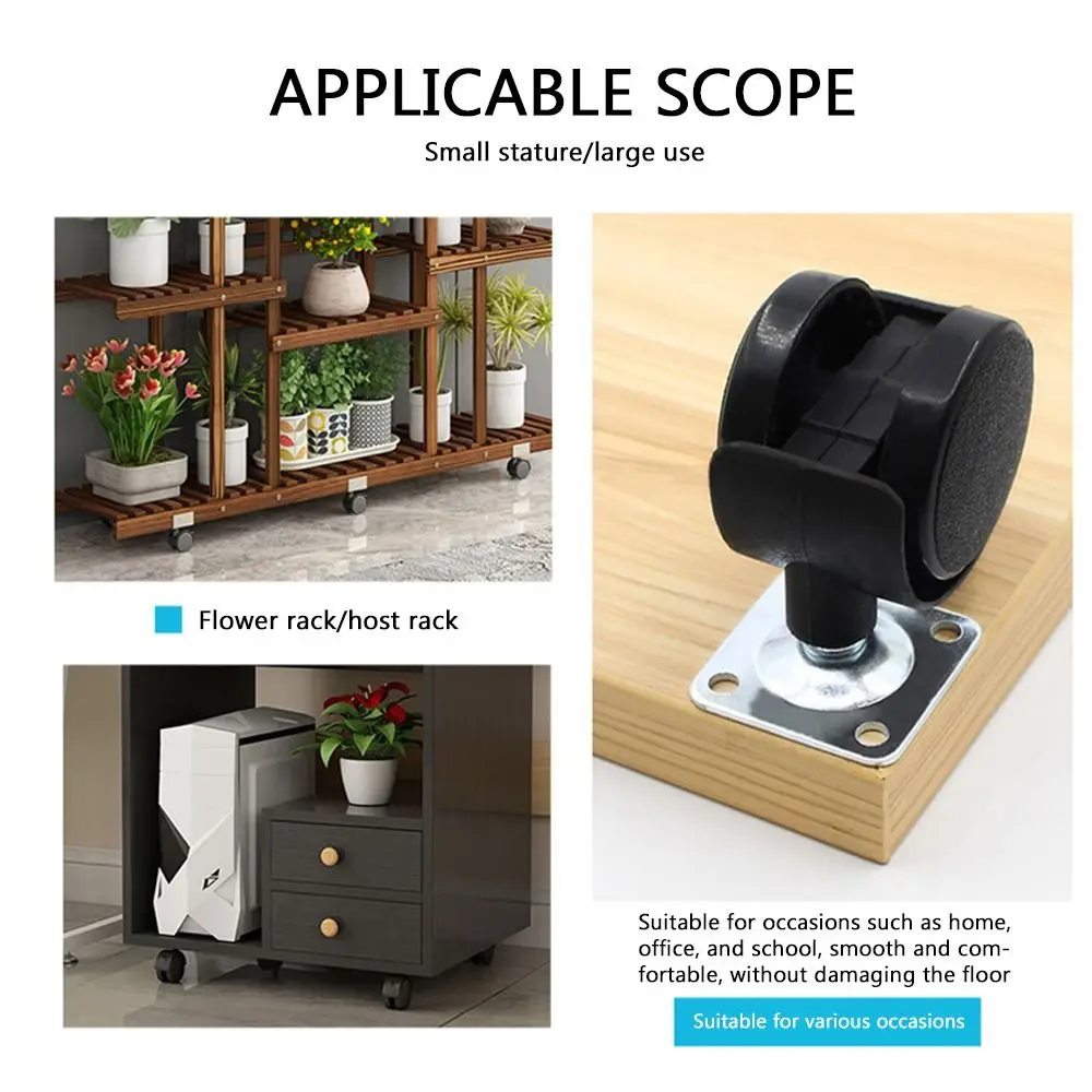 Portable Nylon Cart Casters Black Silent Furniture Pulley Replacement Accessories Plastic Luggage Wheel Office Computer Chair