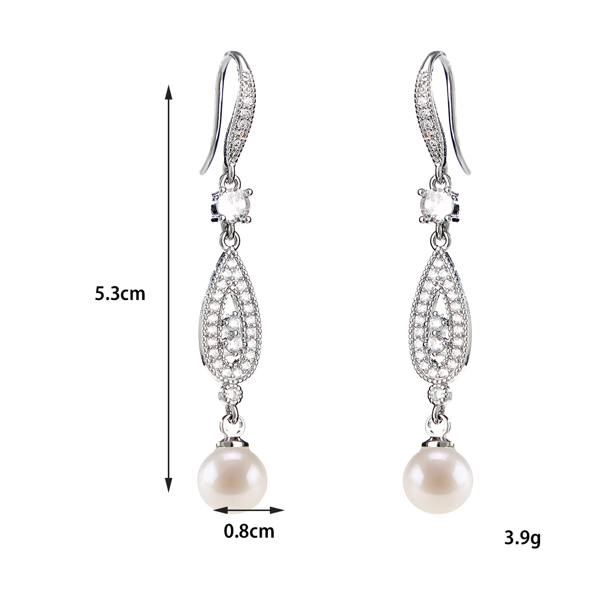 Pendientes de perlas de imitación para novia, pendientes drapeados de boda, pendientes de gota de gancho para bolas de boda o fiestas