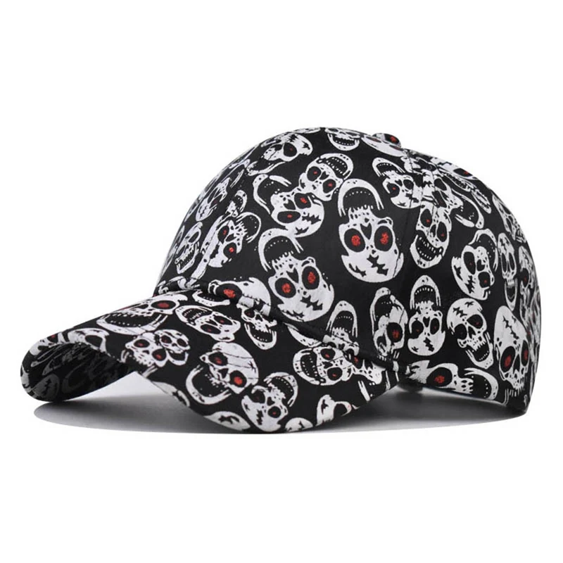 

New Arrival Men Women Baseball Cap Skull Printing Teenage Outdoor Sport Snapback Graffiti Sun Visor Street Dance Kpop Hat EP0492