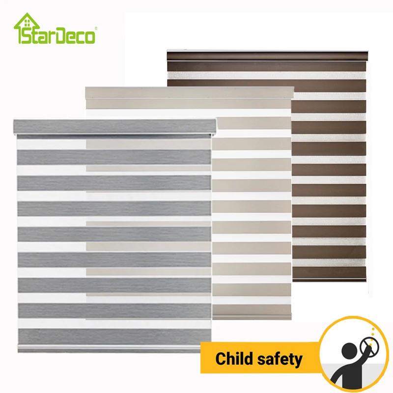 Tuya App Cordless Window Shade, Zebra Blinds, Day and Night, High Quality, Customized Size, Spring Control, Factory Price