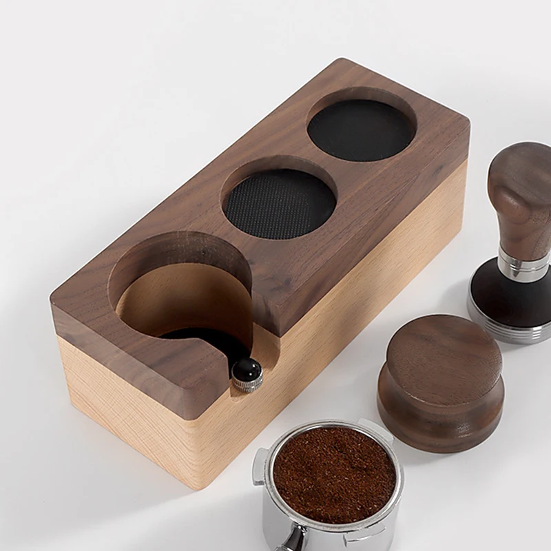 

Wood Coffee Tamper Mat Station Stand Portafilter Holder Support Base Rack for 51MM/58MM Espresso Accessories for Baristas