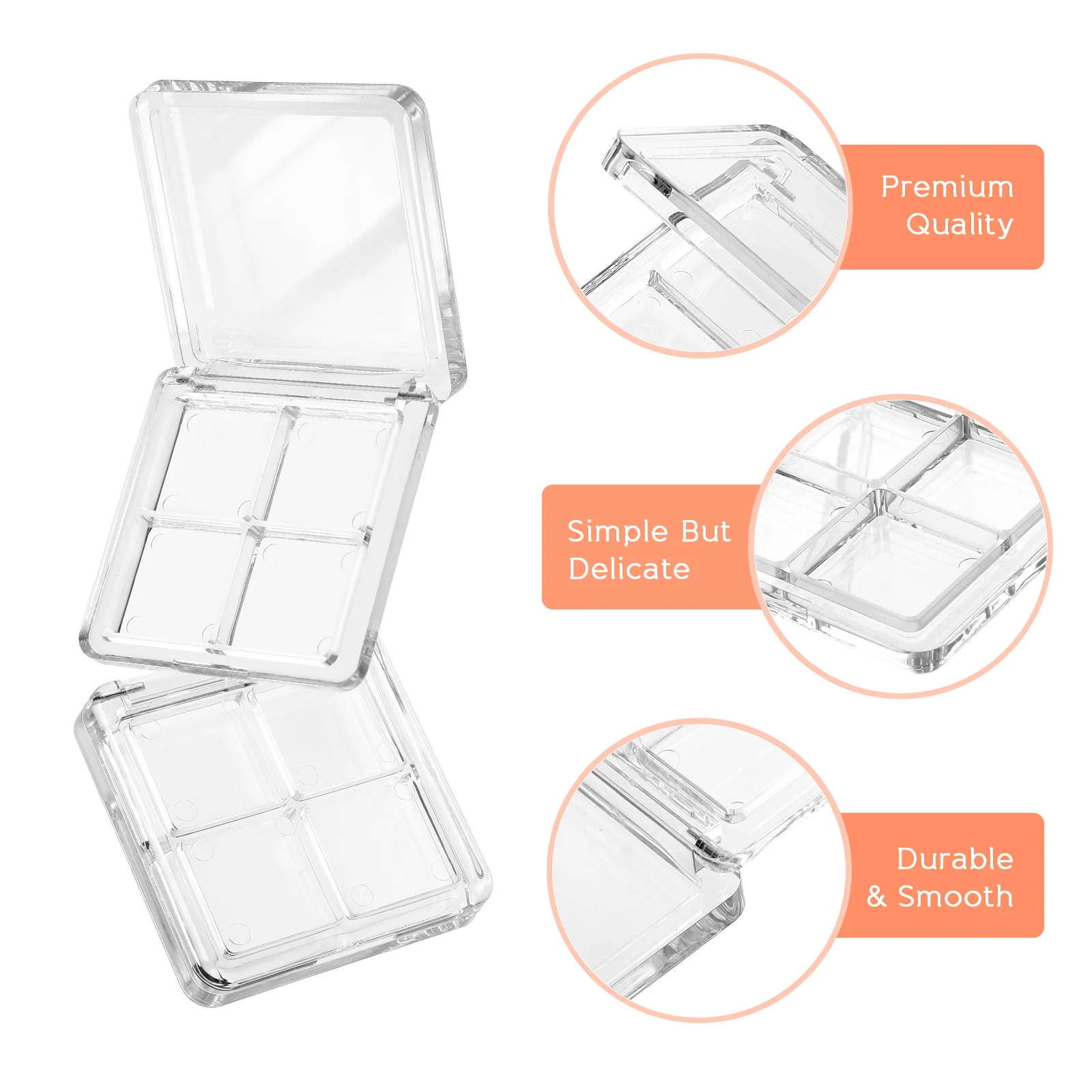 Caja de almacenamiento vacía para sombra de ojos, caja de almacenamiento transparente para maquillaje, contenedor organizador de cosméticos DIY