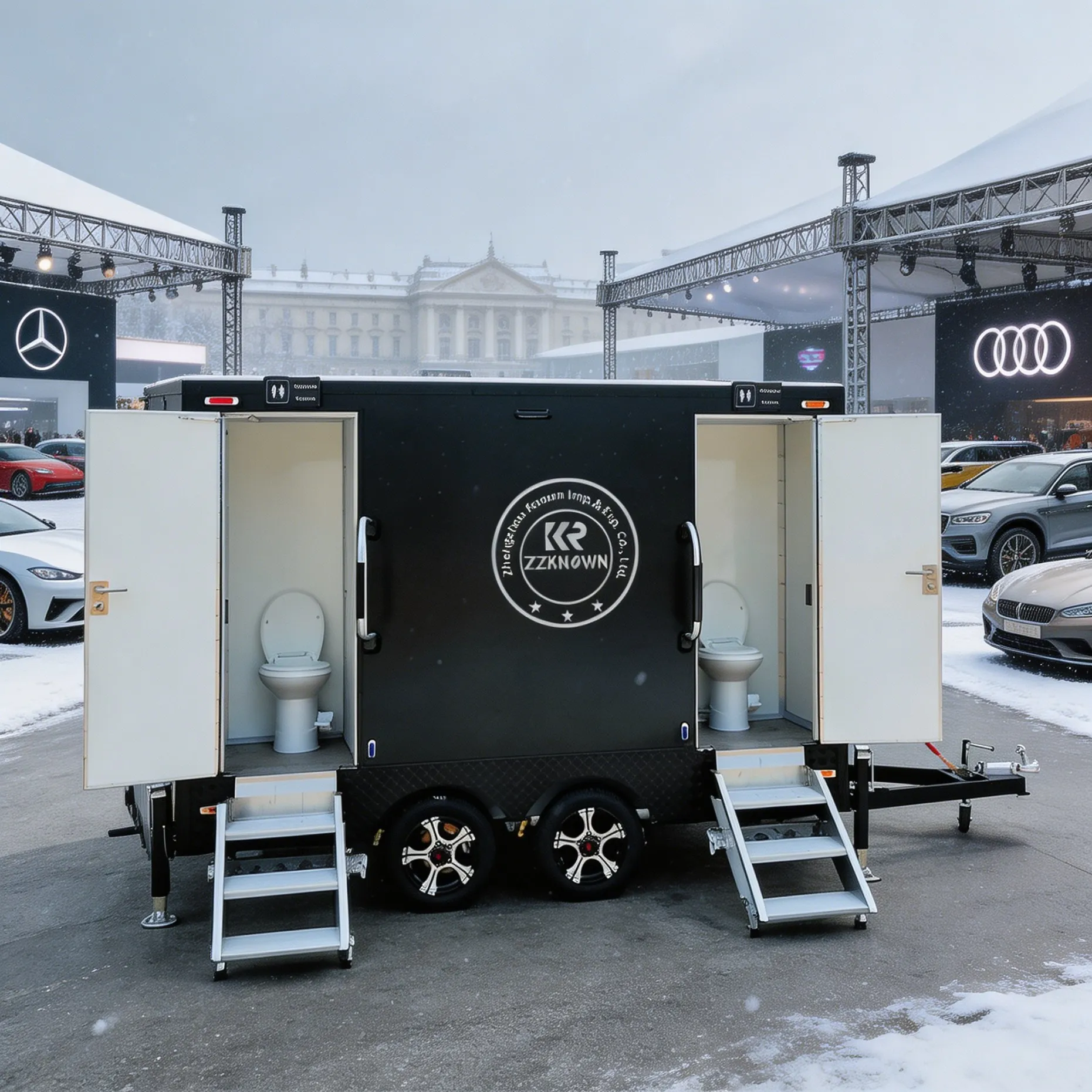 Outdoor Toilet Mobile Toilets Trailer Portable Customized Size Mobile Toilet Luxury Restroom Trailer for Sale