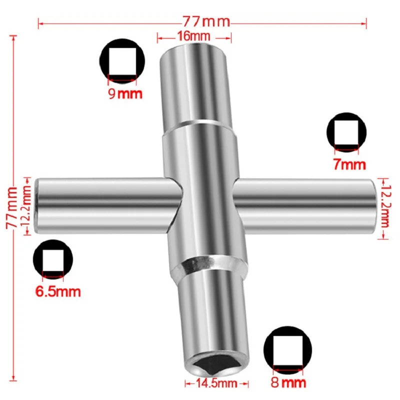 4 in 1 silver cross faucet wrench square hand bathroom wrench hardware tools wholesale for opening and closing faucets