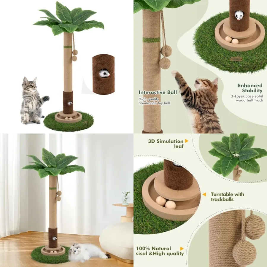 

Cat Scratching Post 35'' Tall Cat Scratcher Tree Tower Scratching Posts for Indoor Cats with Cat Toy Mouse Hole and Interactive