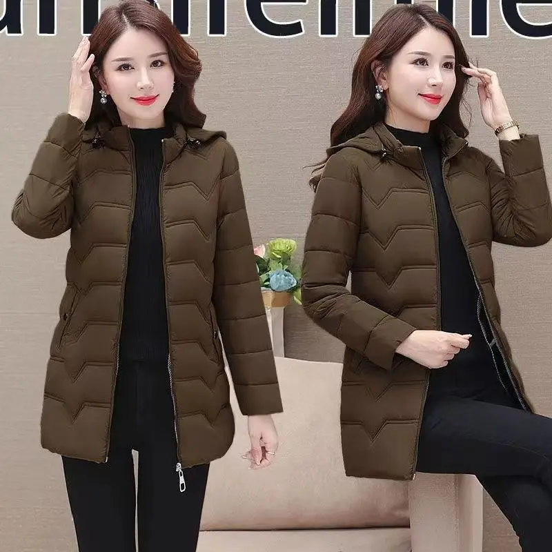 Women Winter Coat Thick Cotton Parka with Stand Collar Casual Female Jacket Warm Outwear Mother\'s Fashion Tops New 2024 Overcoat