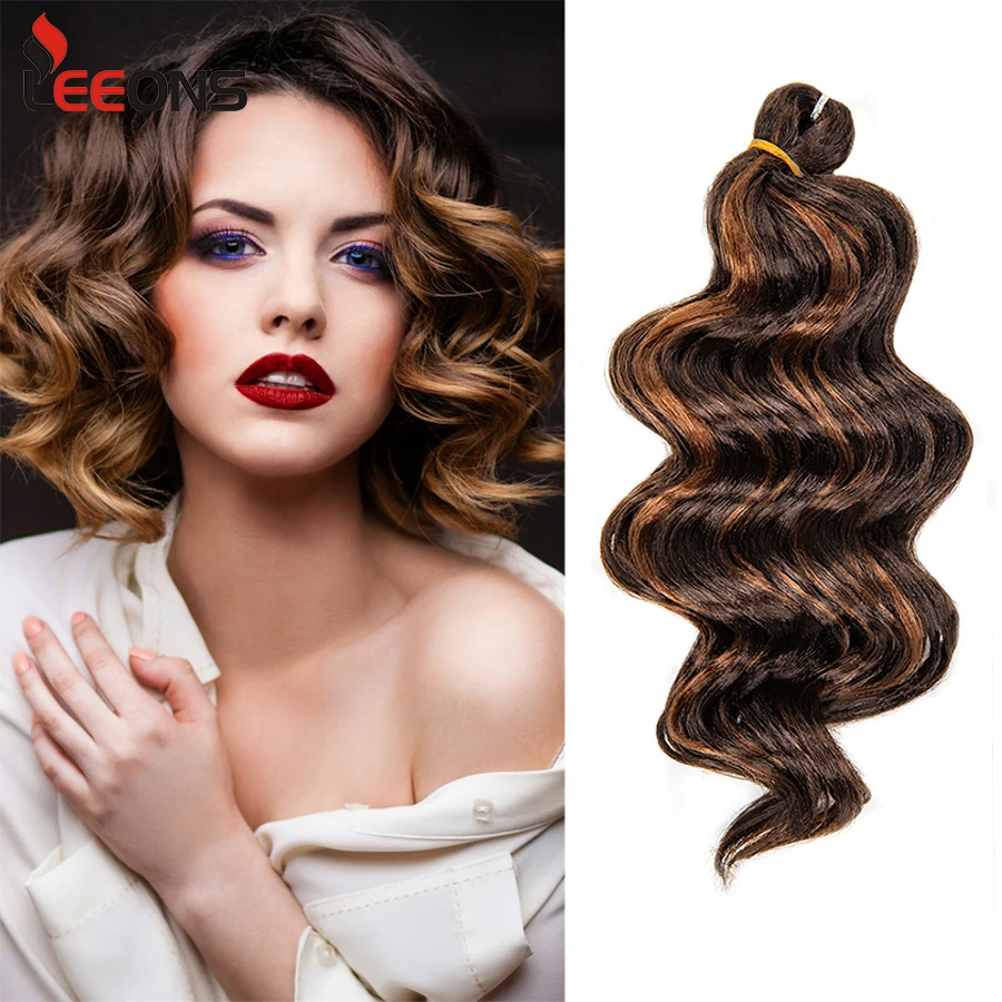 Leeons 9inch Synthetic Crochet Hair Extension Ocean Wave Braiding Hair Freetress Wavy Blonde Curly Wave Bob Hair Braids Women