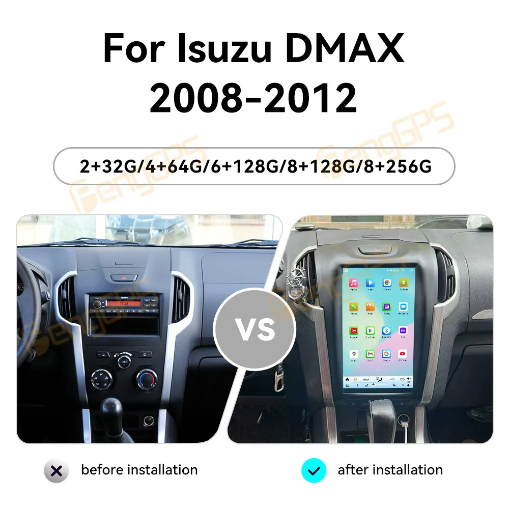11.6 Inch Android 14 CarPlay Car Radio For Isuzu DMAX 2008-2012 Touch Screen Multimedia Player GPS Navigation Head Unit DSP BT