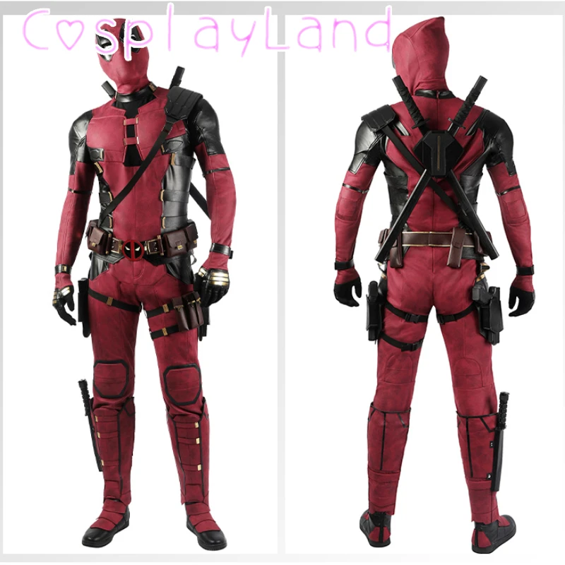 Nieuw Binnen Dp3 Mr. Zwembad Cosplay Kostuum Held Complete Kleding Rood Lederen Heren Jumpsuit Halloween Carnaval Kerstoutfit