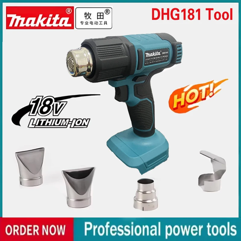

Makita 18V DHG181 Battery CordlessHandheld Wireless heating gun Max 550°F Heat Gun 4 Nozzles For Crafts Shrink Tubing,Vinyl Wrap