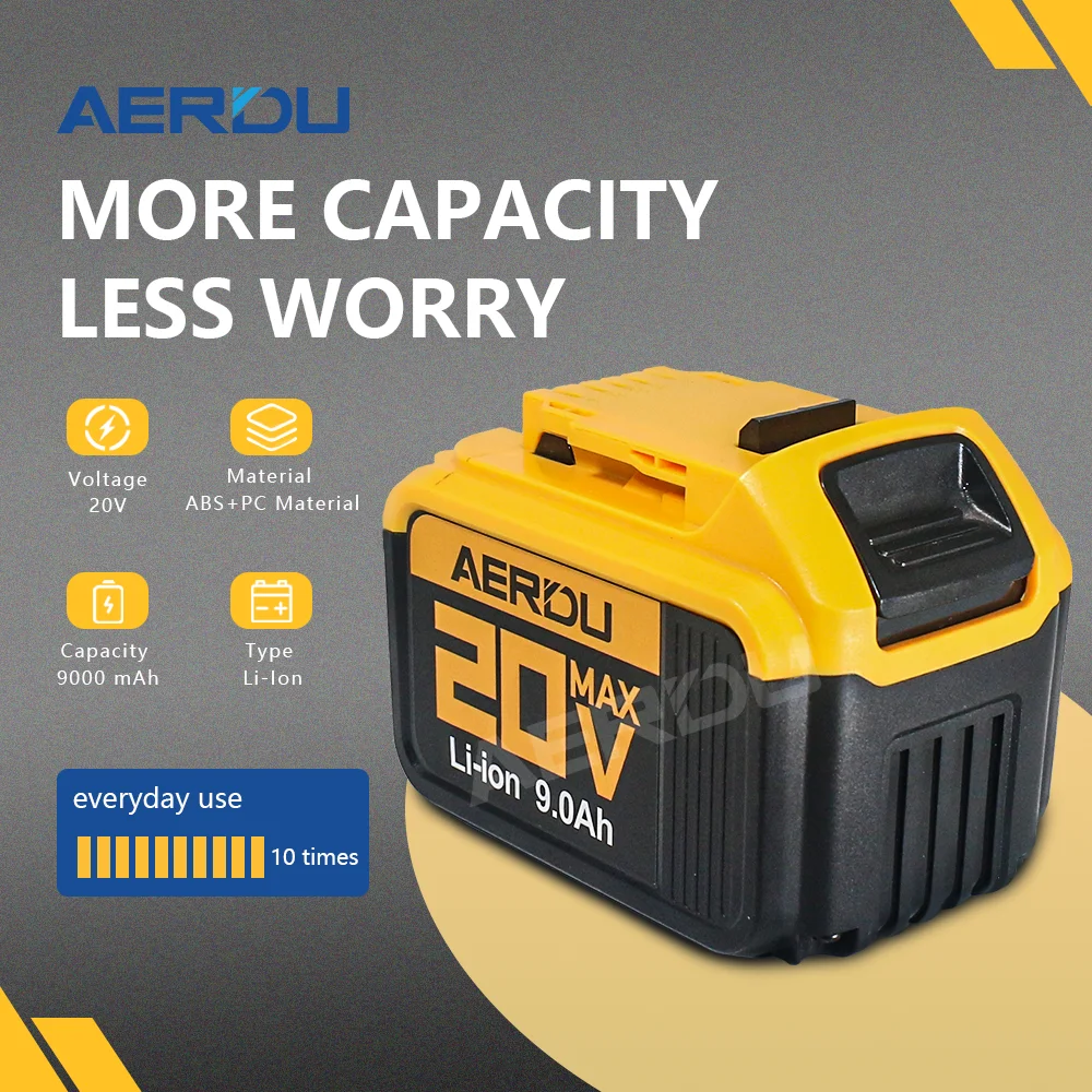 AERDU For Dewalt 20V 6000mAh 9Ah Power Tools Lithium-Ion Battery For Dewalt 20V DCB206 DCB200 DCB205 DCF845 DCF850 DCF892 DCF911