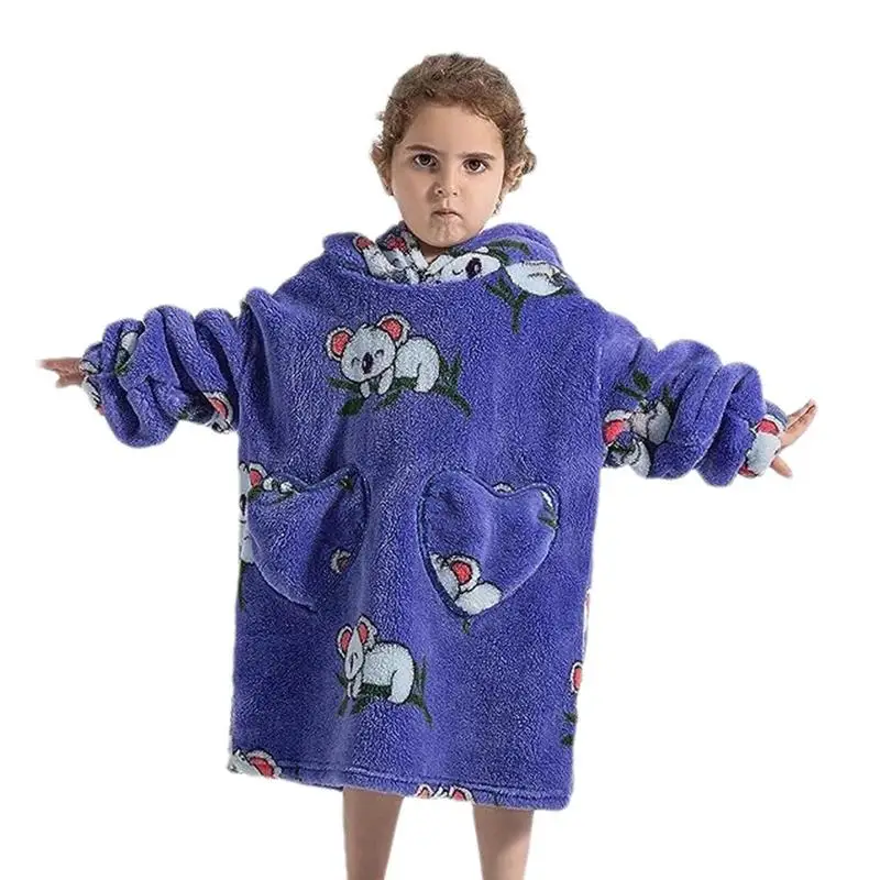 Koala Hooded Blanket Children Cartoon Blanket Hoodies Kids Wearable Hoodie Sweatshirt Extra Large Super Warm Hoodie For Child