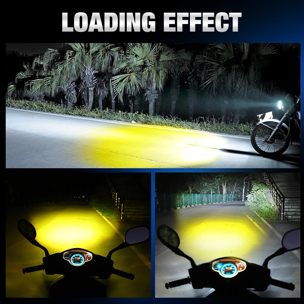 H4 LED Motorcycle Headlight Bulbs BA20D H6 Hi Lo Lamp with CSP Chips Double Lens White Yellow Scooter Accessories DC 12V