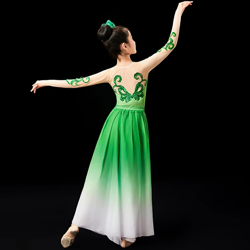 Children Hanfu Classical Yangko Dance Stage Costumes National Modern Dance Fan Umbrella Performance Costume Girl Dancewaear