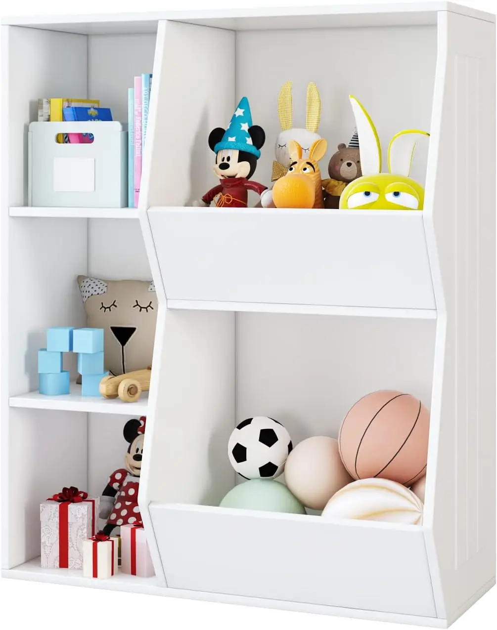 

Toy Organizers, Bookcase and Bookshelf, Open Muti-Bins Toy Display Cabinet for Girls & Boys Playroom, Nursery, Classroom,