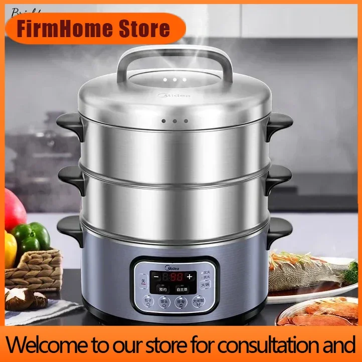 FirmHome StoreThree-layer Large Capacity New Electric Steamer Stainless Steel Integrated Electric Steamer Steamer Multi-functio