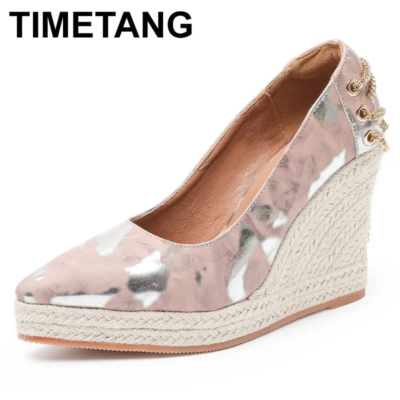 

2025 модная женская обувь для вечеринок на высоком каблуке, элегантные женские туфли на танкетке, брендовые женские туфли-лодочки на каблуке 10 см, большой размер