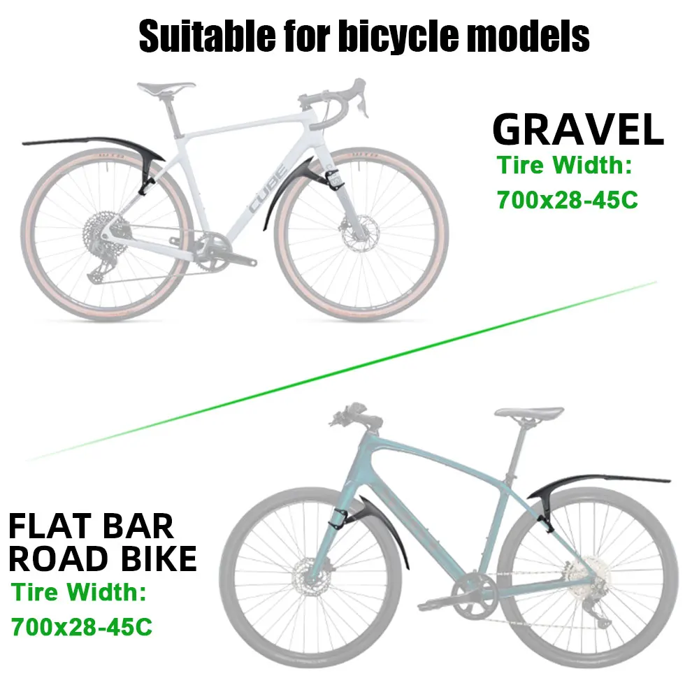 RBRL Bicycle Mudguard Gravel wings 700c Universal Mudguard Bicycle 28 Inch Adjustable and Easy to Install Mudguard for Road bike