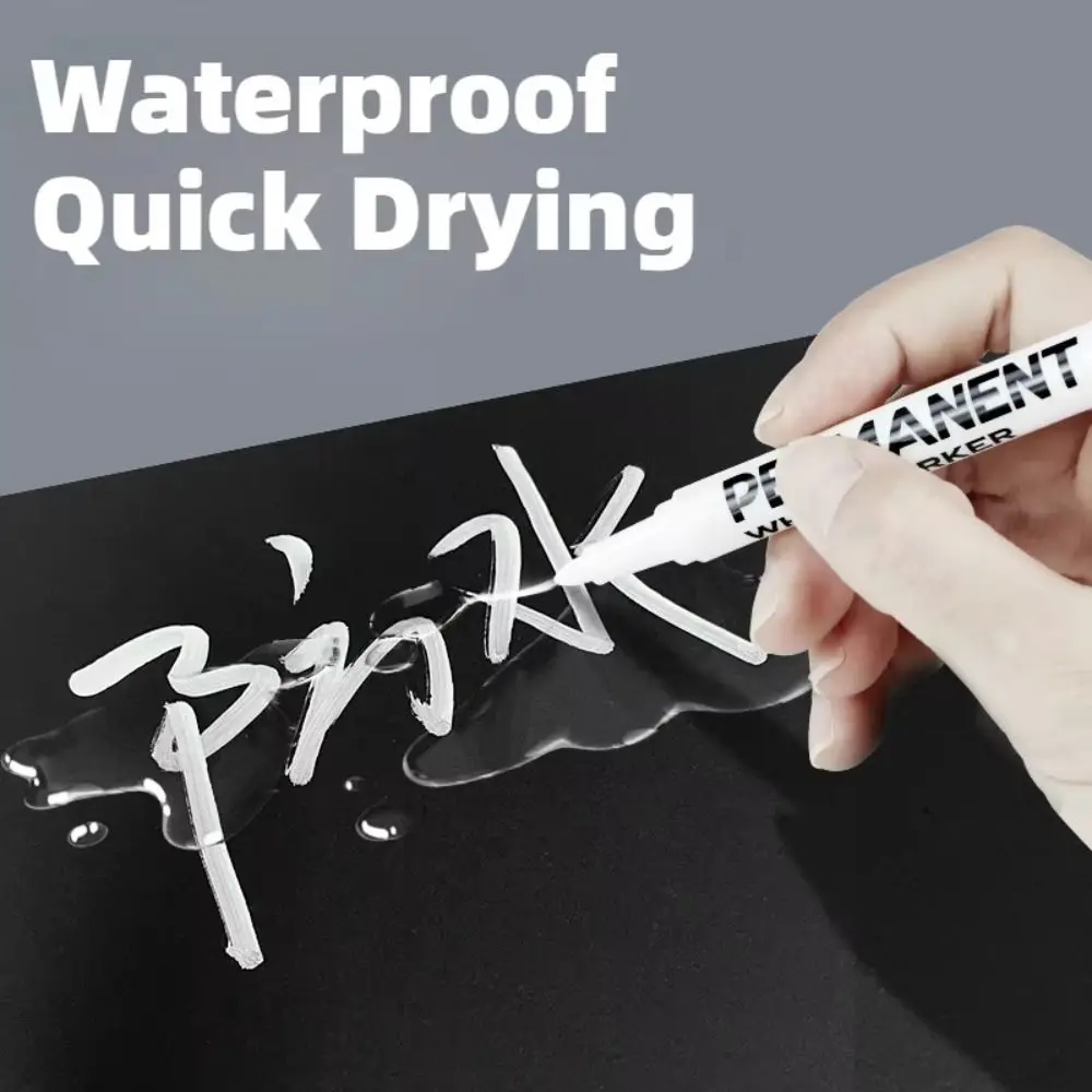 3/6Pcs Art Writing Waterproof White Paint Pen Fine Tip Oil-Based Marker Pen Acrylic Paint Pens Stationery Supplies