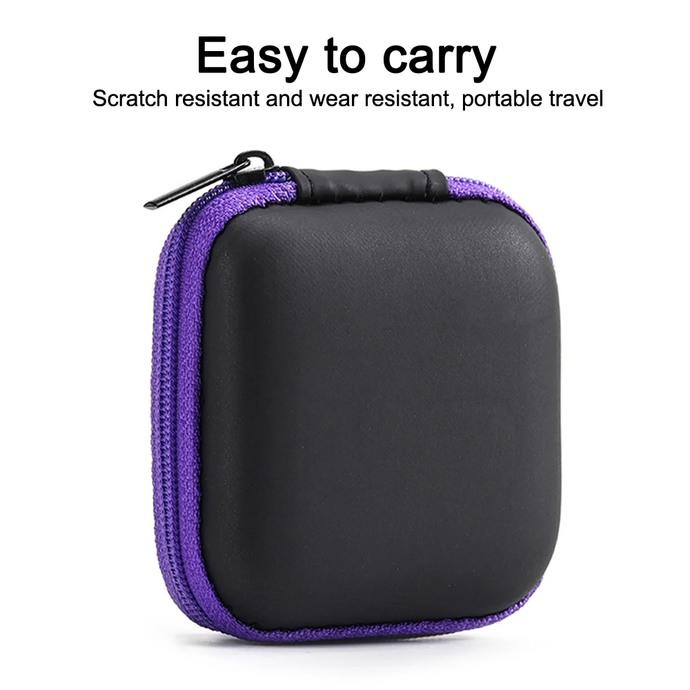 1pc Square Earphone Case Portable Data Line Charging Cable Storage Box Memory Cards Coins Storage Box Earphone Box Container