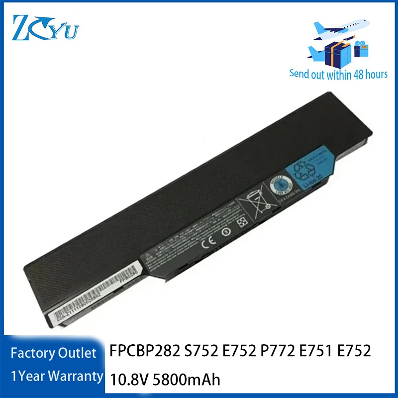 FPCBP282 Laptop Battery for Fujitsu Celsius H720 H730 Lifebook S752 E752 P772 E751 E752 etc 10.8V 5800mAh