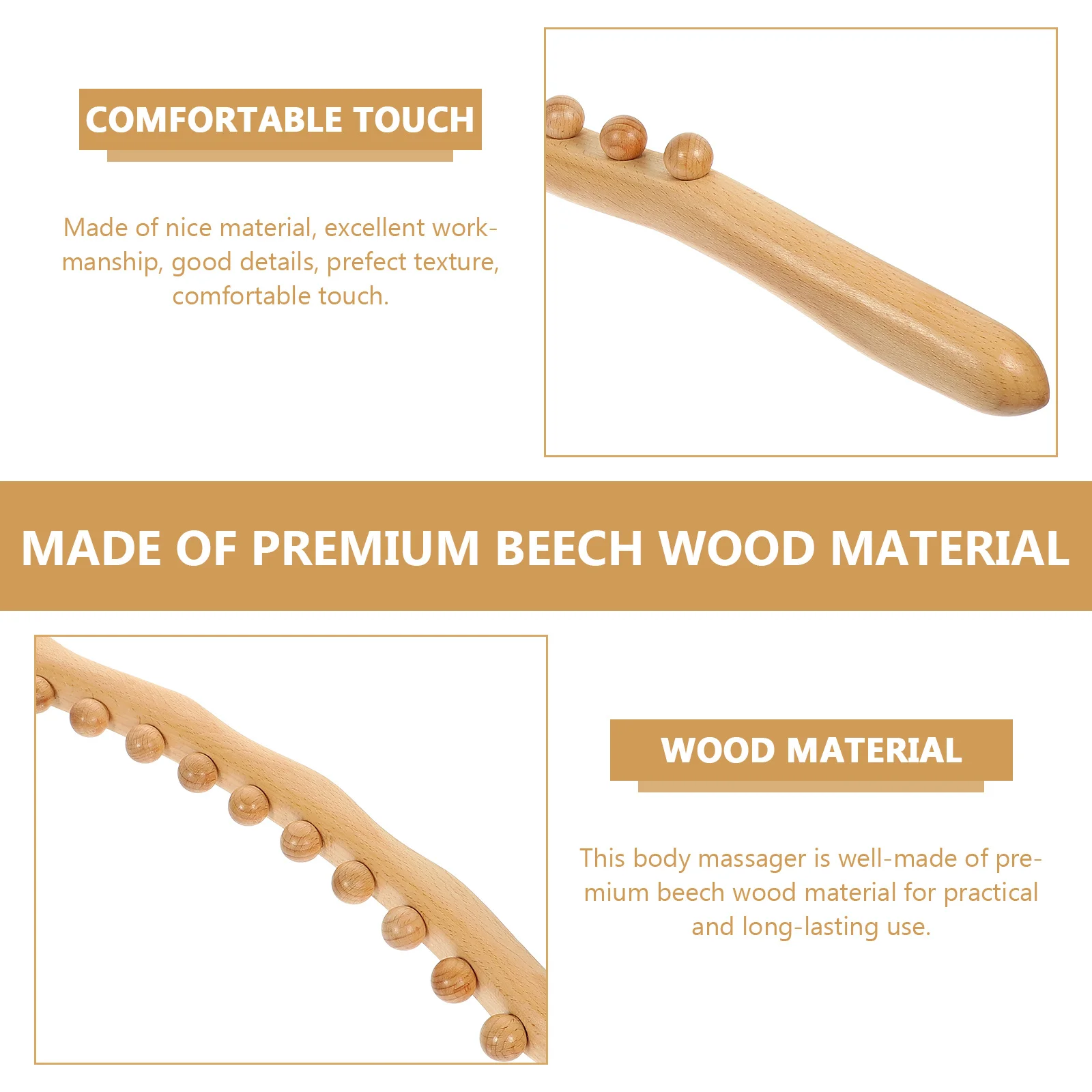 

Wood Massage Stick for Adults Meridian Treatment Body Therapy Massager Muscle Relaxation Back Pain Relief Fitness Tool