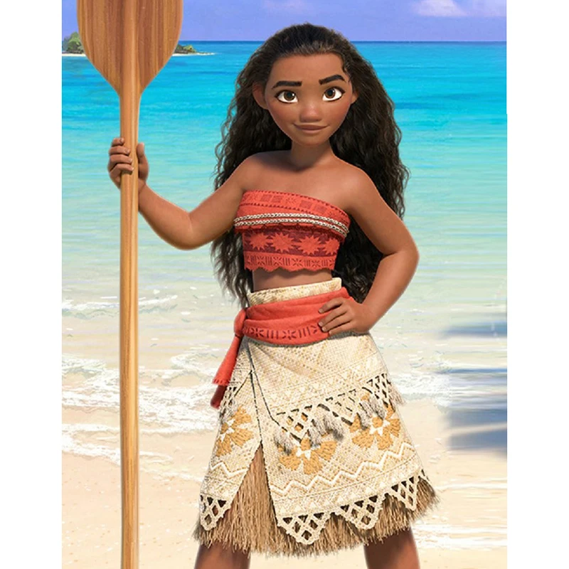 Disfraz de princesa Vaiana Moana para adultos y niños, vestido con Collar para fiesta de Halloween, Carnaval, Maui Moana, 2024