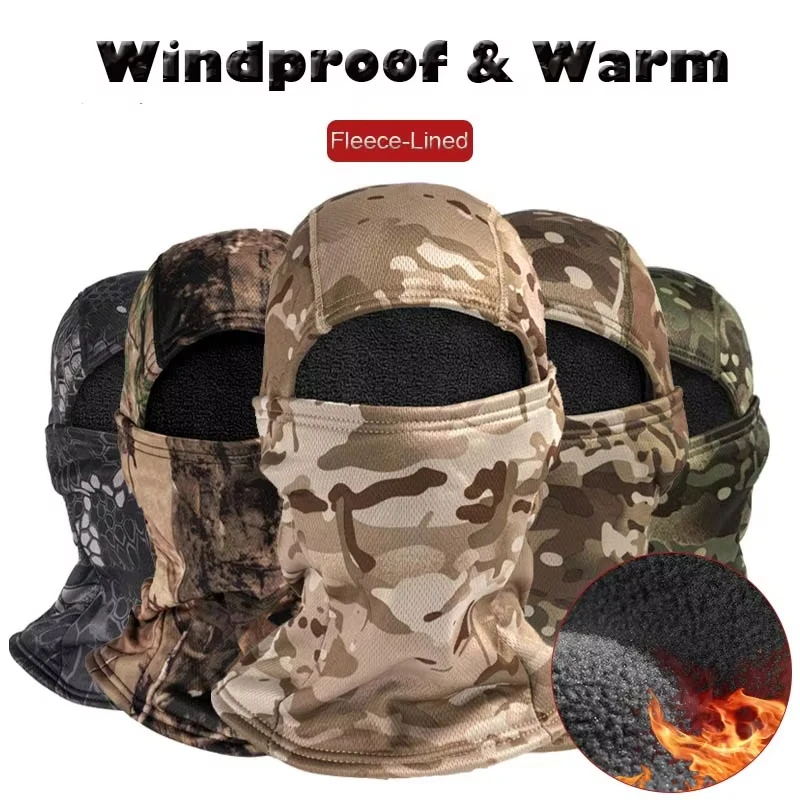 Winter Warm Fleece Camouflage Balaclava - Full Face Mask for Skiing, Cycling, Motorcycle | Cold-Proof Helmet Liner for Outdoor