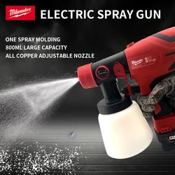 Milwaukee 800ML Electric Spray Gun High Power Cordless  Compact Paint Sprayer Airbrush 18V Battery Car Repair Tools