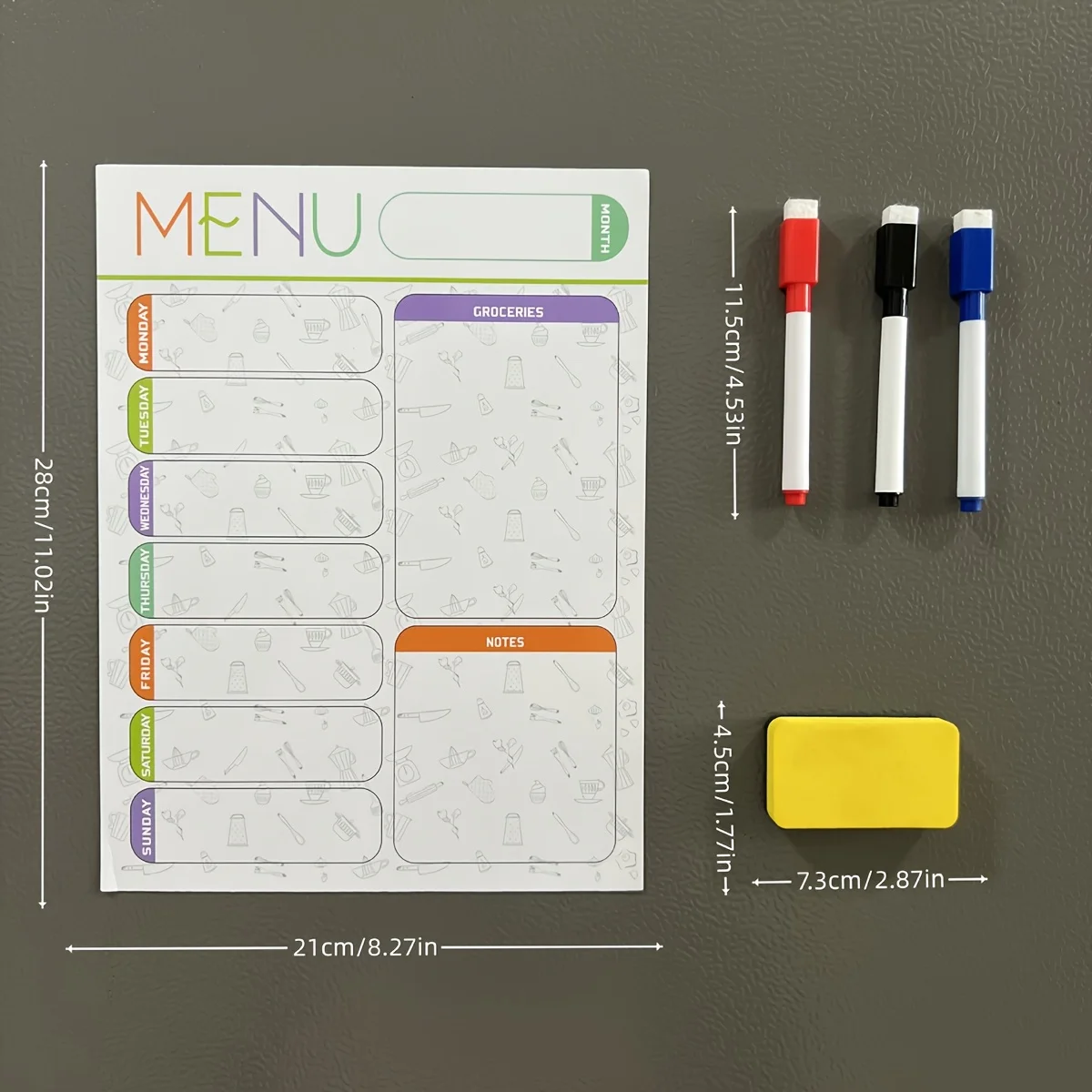 weekly meal planner，fridge magnets，magnetic refrigerator stickers，diet planning，menu planning