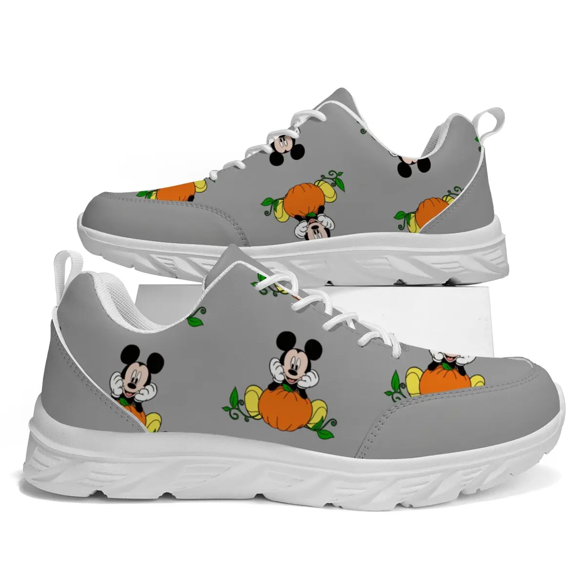 Zapatos deportivos para hombre, zapatos informales para correr, zapatos planos bajos con punta redonda y cordones, zapatos ligeros tejidos voladores con temática de Halloween para parejas