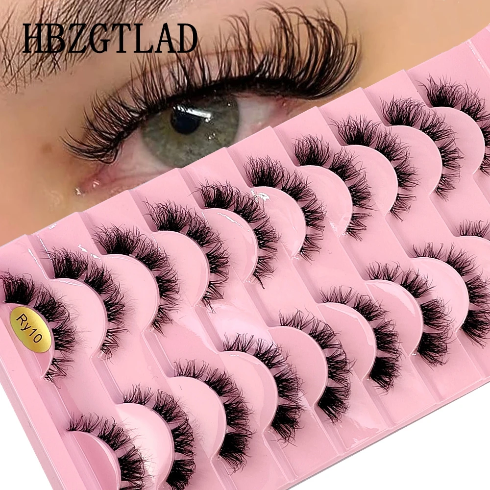 New 10pairs 3D Mink Eyelashes Invisible Band Lash Extension Natural False Eyelashes Cross Cluster Fairy Big Eye Long Fake Lashes