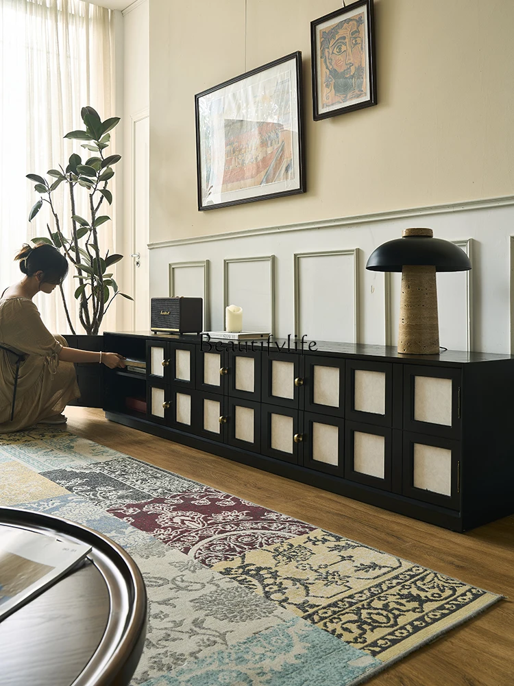 

5French retro black TV cabinet small household