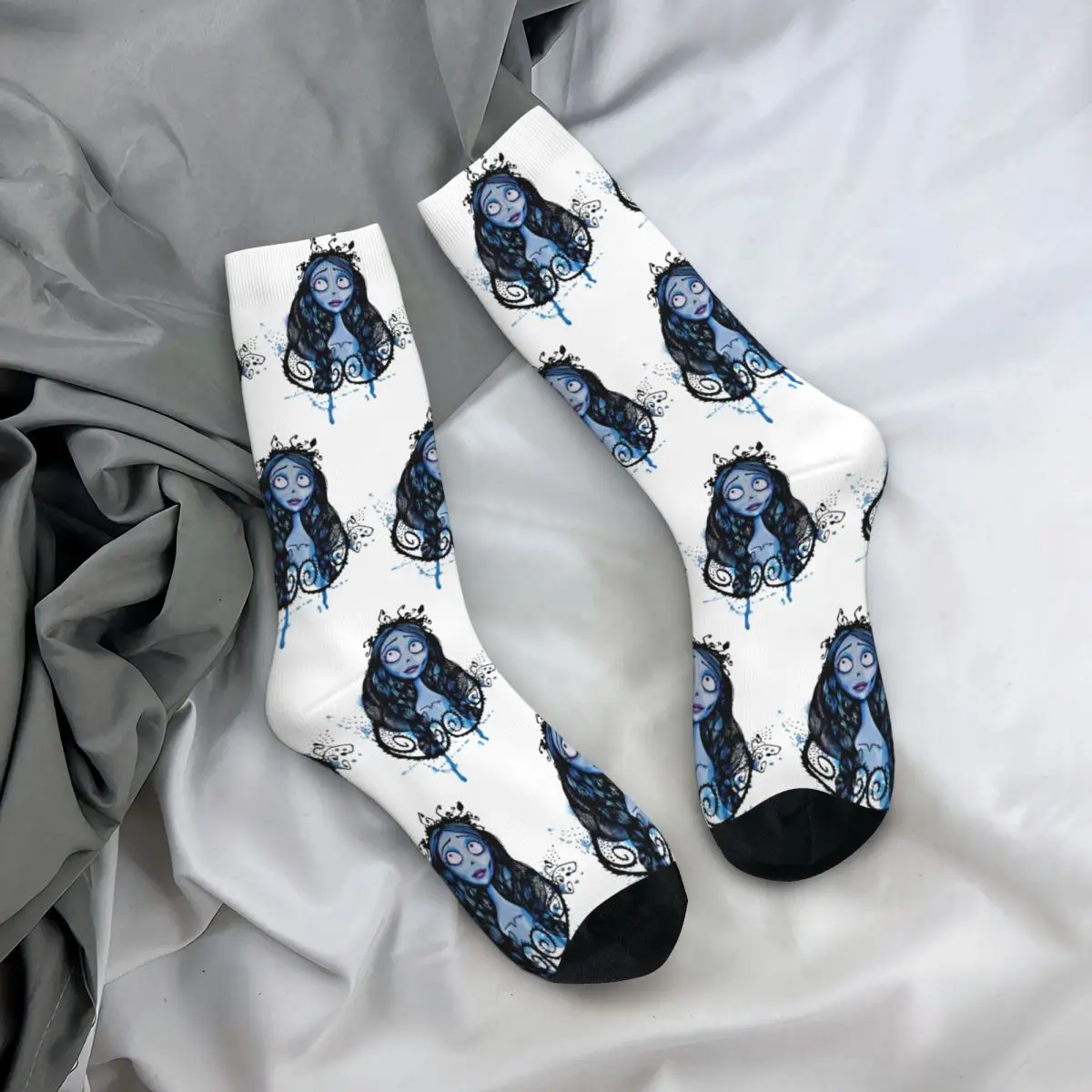 Happy Funny Men\'s Socks Novelty Watercolor Corpse Bride Sock Polyester Graphic Women\'s Socks Spring Summer Autumn Winter