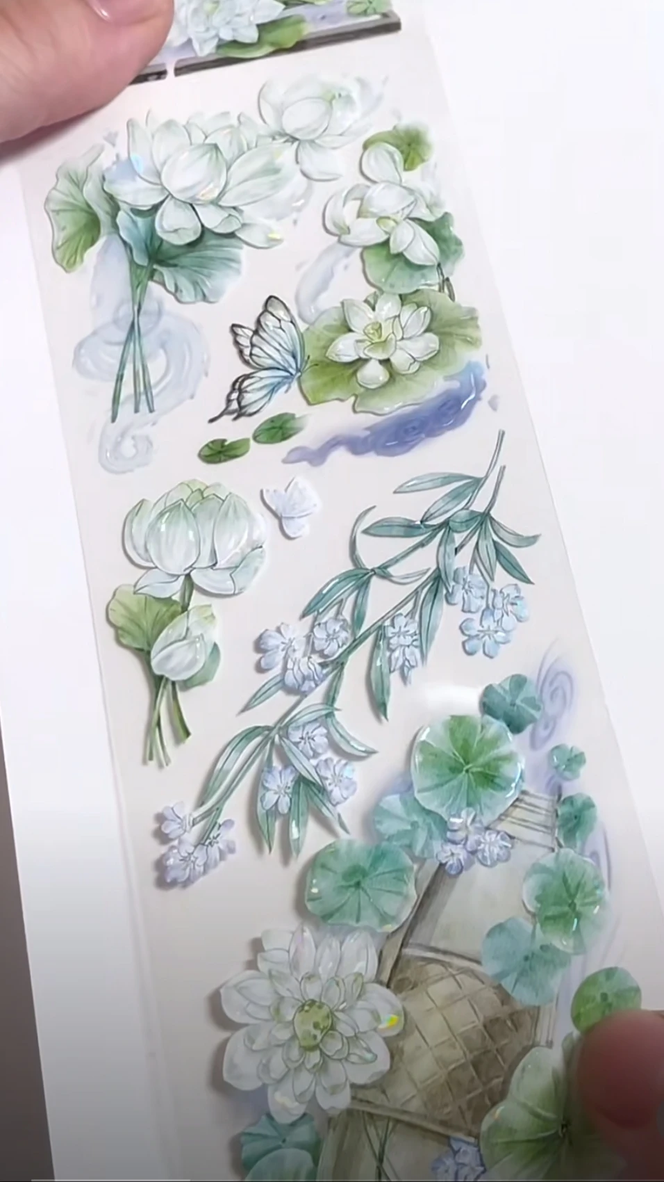 10M Floral Washi Pet Tape Shell lustro Journal Collage Card Goods materiale decorativo fiore verde
