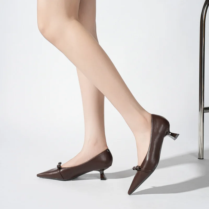 المرأة أشار تو هريرة الكعوب القوس ديكور مضخات الجلود مكتب اليومية حذاء كاجوال حجم 34-40 Q-130