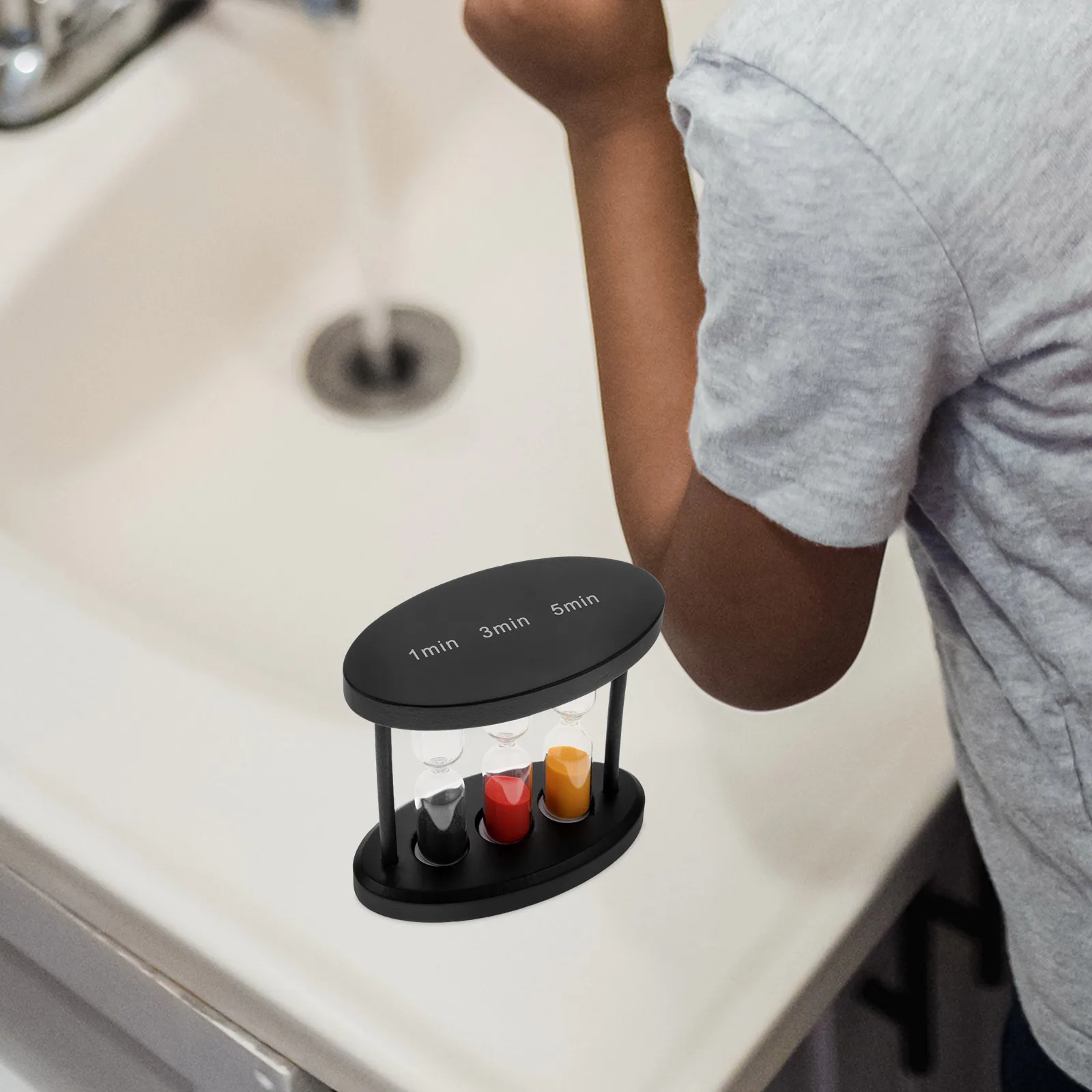 

Hourglass Timer Sand Flowing Tooth Brushing Clock 1 3 5 Minutes Black Kids Home Decorative GlassSandTimer Waterproof Student