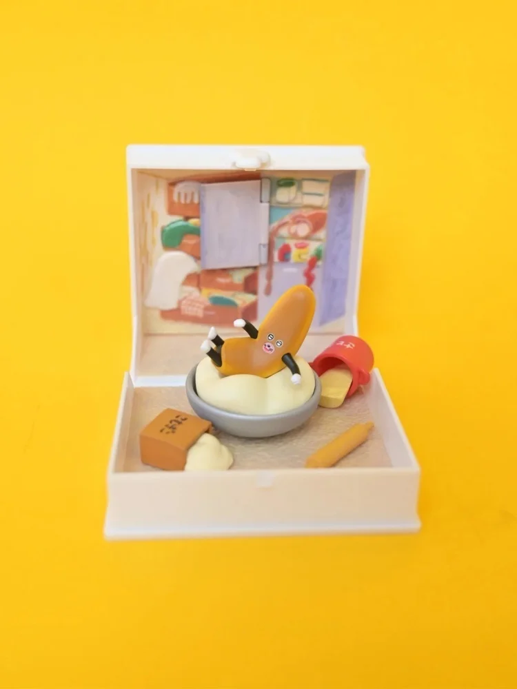 Miniaturowa scena z książką obrazkową: Złodziej chleba ucieka z świata książek, dekoracja na biurko, modna zabawka, kolekcjonerski blind box.